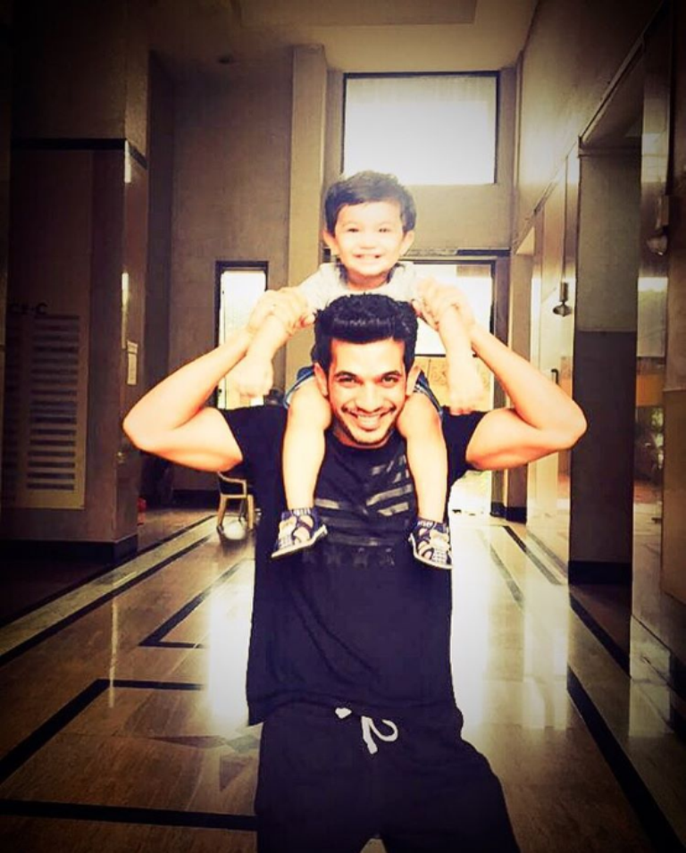arjun bijani with his son