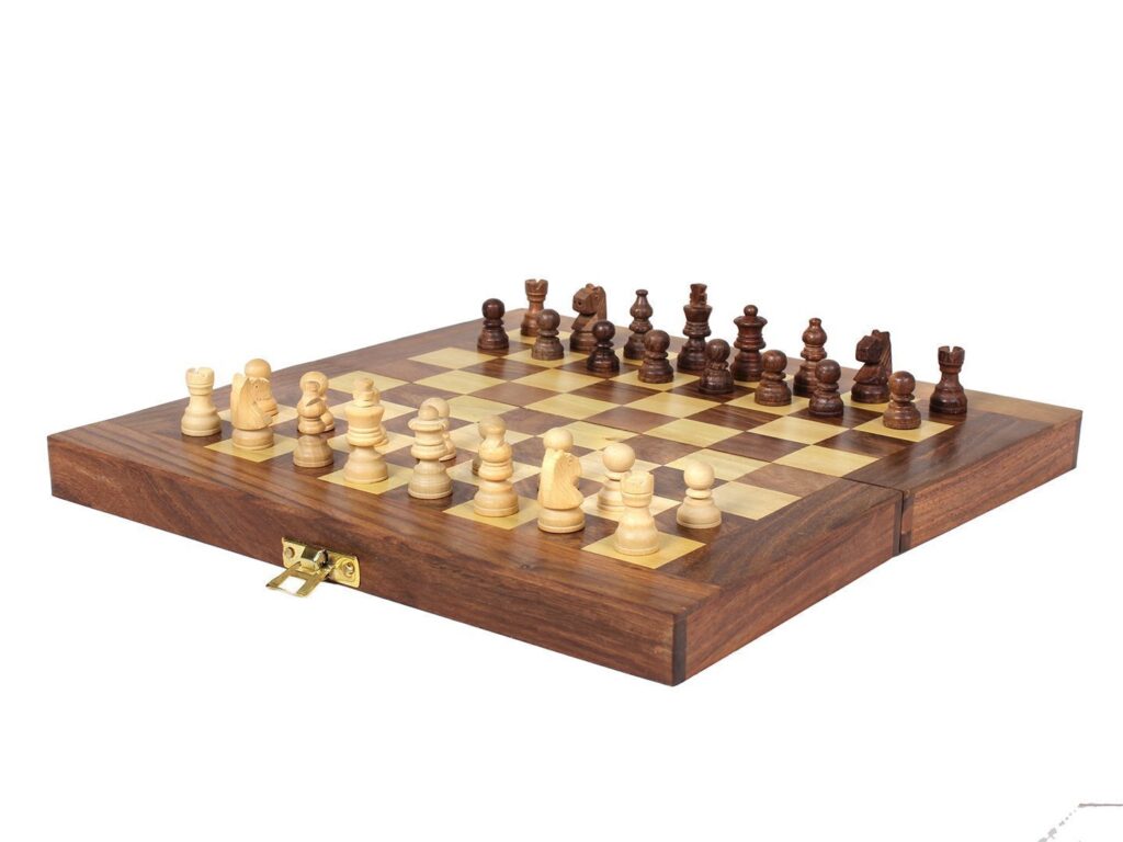 ITOS365 Folding Chess Board Set Wooden Game Handmade