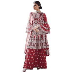 Jenufab Women's Net Semi Stitched Anarkali Salwar Suit