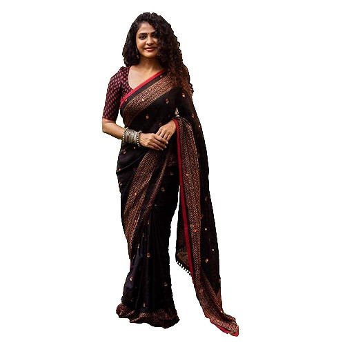GoSriKi Women's Jute Silk Saree With blouse piece

