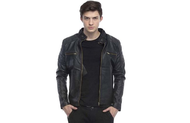Leather Retail® Mens Solid Designer Faux Leather Jacket Black
