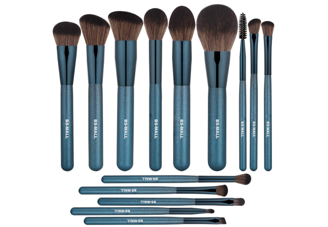 BS-MALL Makeup Brush Set 14Pcs Premium Synthetic Professional Makeup Brushes Foundation Powder Blending Concealer Eye shadows Blush Makeup Brush Kit Deep Starry Blue
