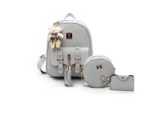 Floki Fashion Girls 3-PCS Fashion Cute Mini Leather Backpack 