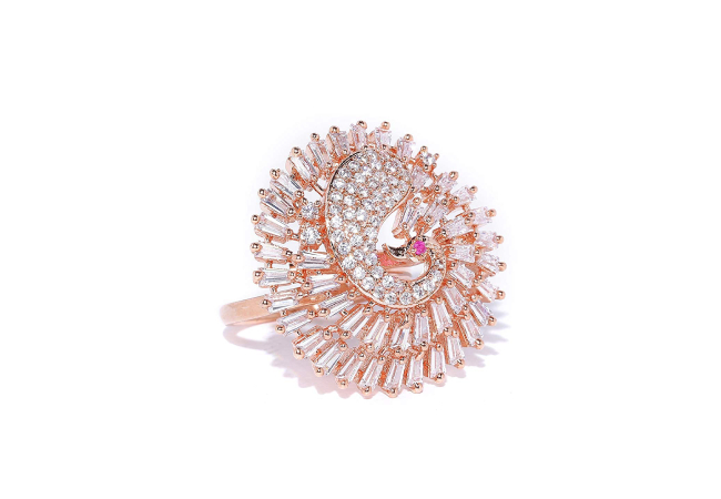 Priyaasi Gold Plated Ring with American Diamond for Women