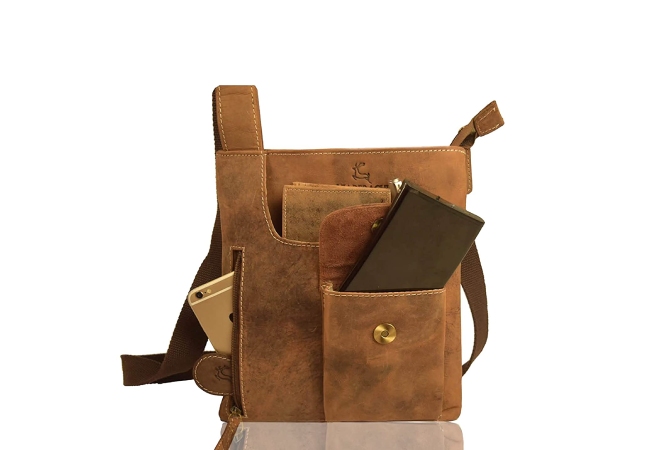 LEADERACHI Genuine Leather Messenger Slings Bag