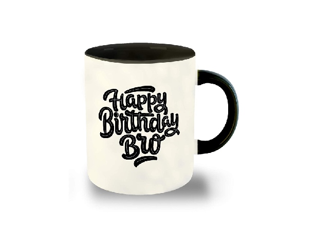 Happy Birthday Brother Printed Black Inner Colour Ceramic Coffee Mug