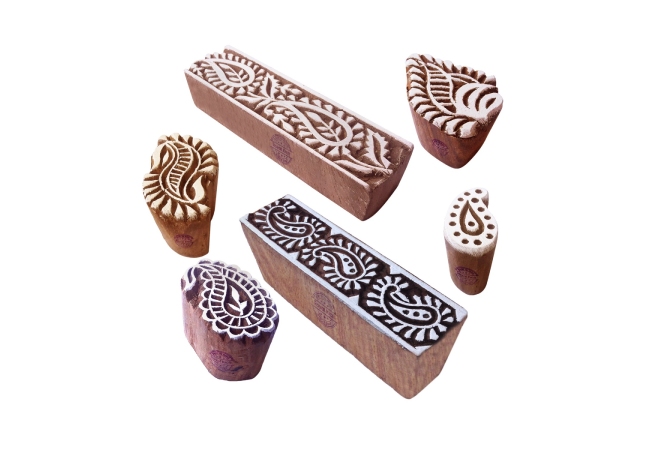 Mehndi Wooden Blocks Popular Border Paisley Design Printing Stamps