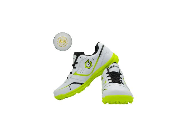 Gowin Academy White/Green Cricket Shoes