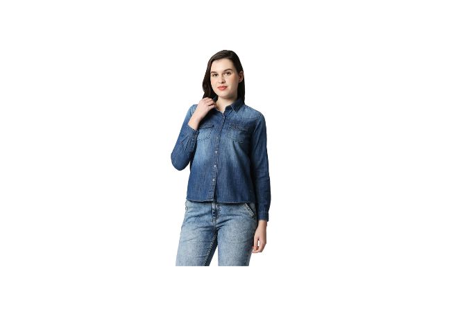 Pepe Jeans Women's Regular Fit Solid Shirt Style Top
