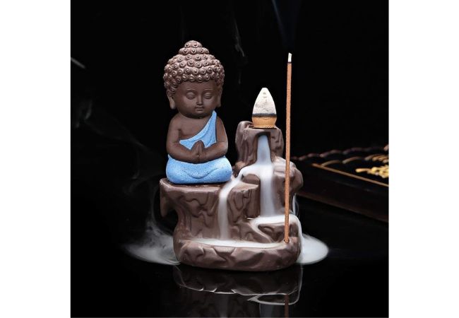 eCraftIndia Meditating Monk Buddha Smoke Backflow Cone